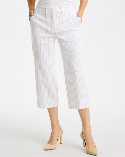 Sandstone Striped Emme Sateen Straight Capri Pants - US 3120