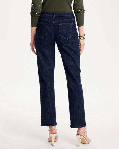 Studded Girlfriend Straight Ankle Jeans - US 5203