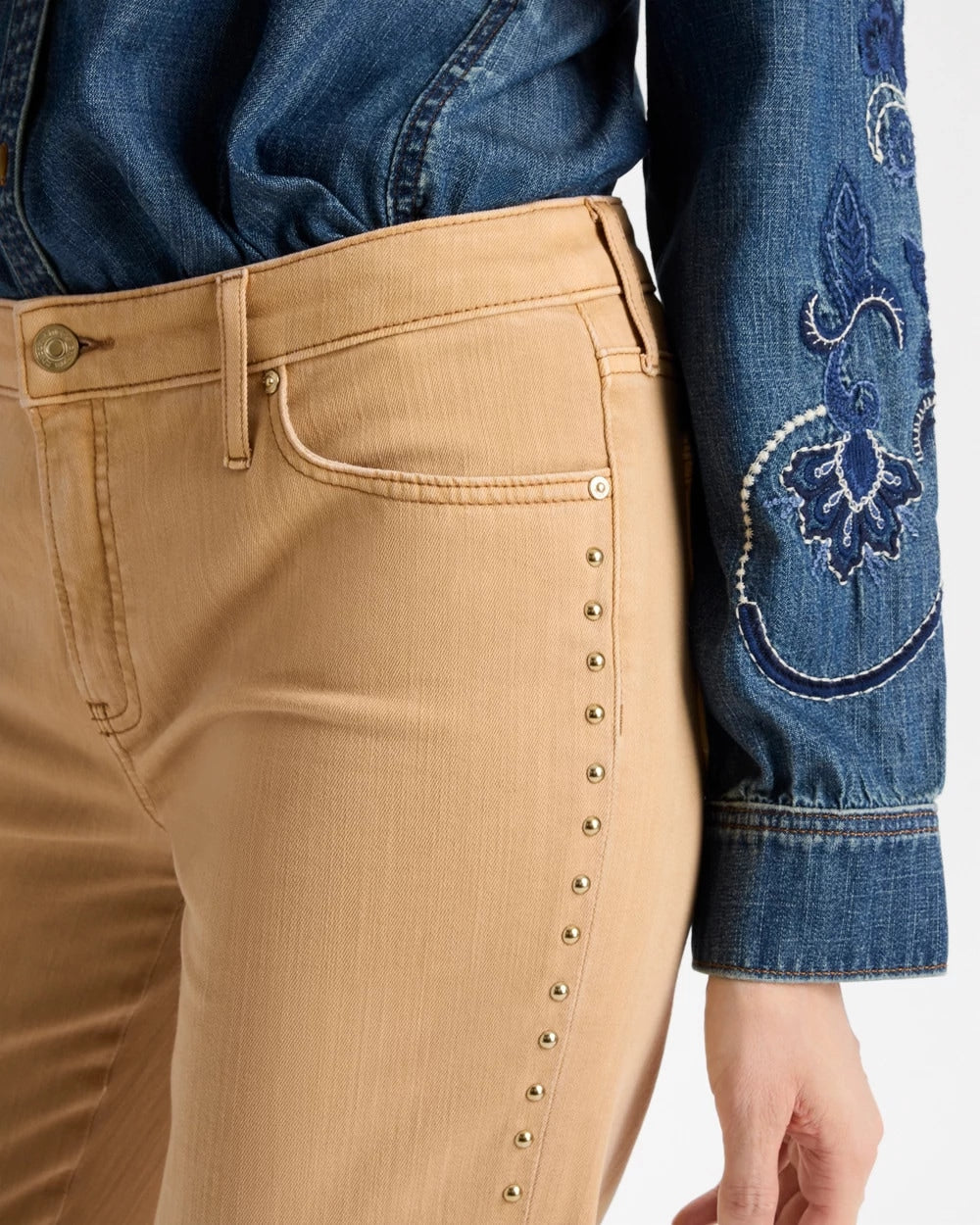 Studded Girlfriend Straight Ankle Jeans - US 2266