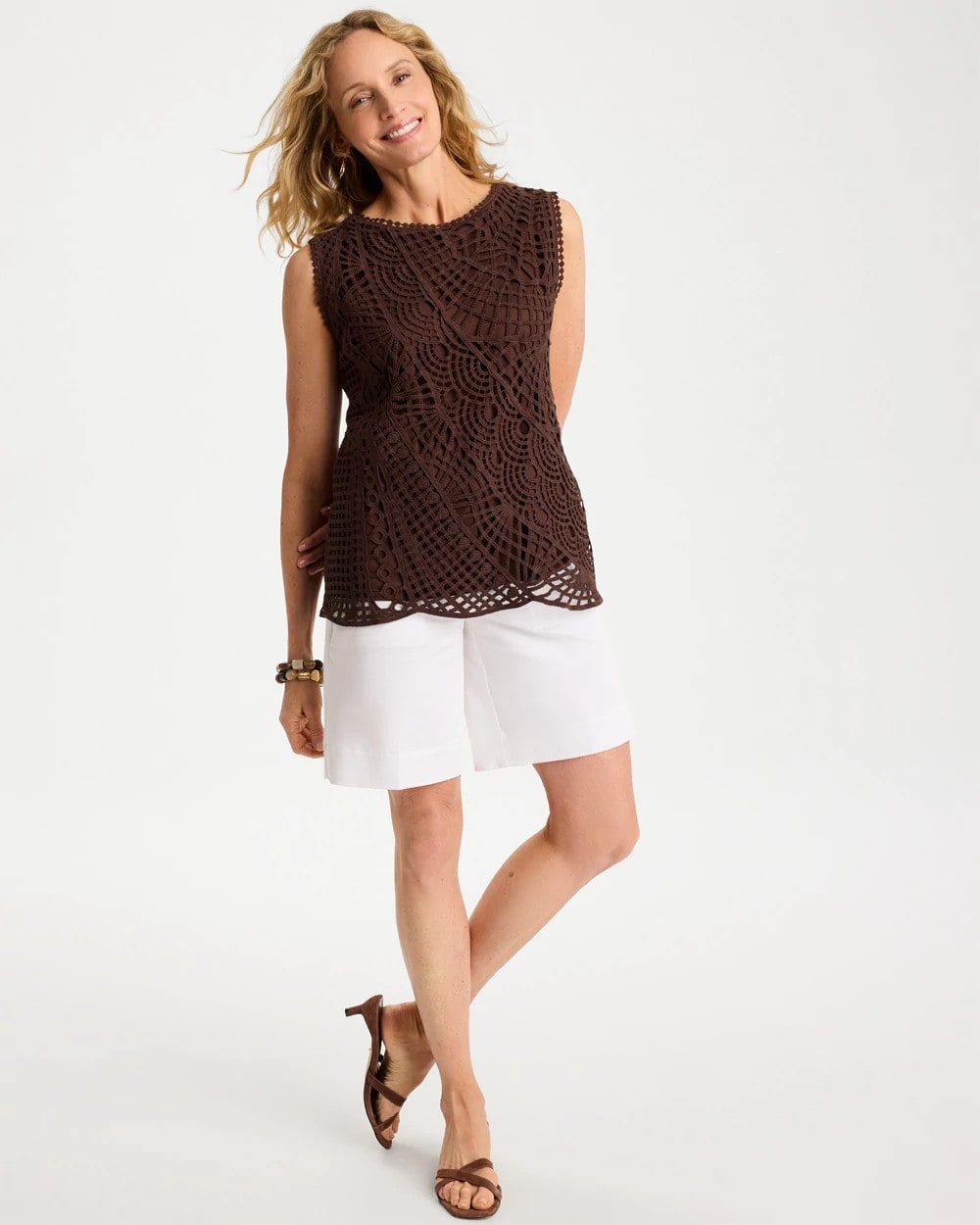 Cotton Crochet Sleeveless Tank - US 9055
