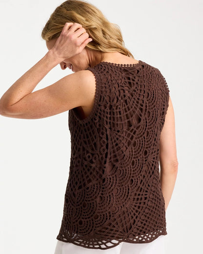 Cotton Crochet Sleeveless Tank - US 9055