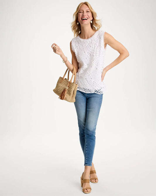 Cotton Crochet Sleeveless Tank - US 7236