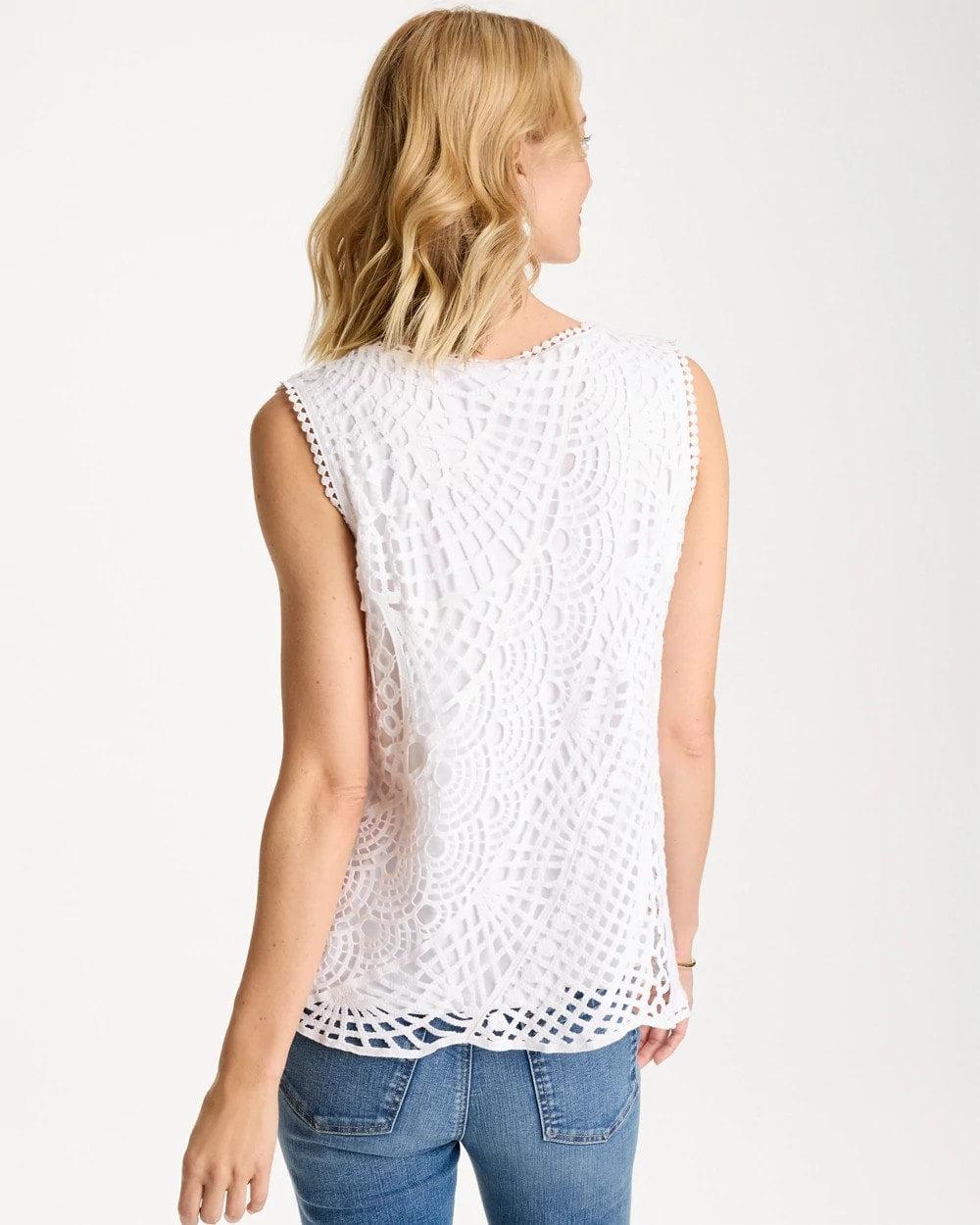 Cotton Crochet Sleeveless Tank - US 7236