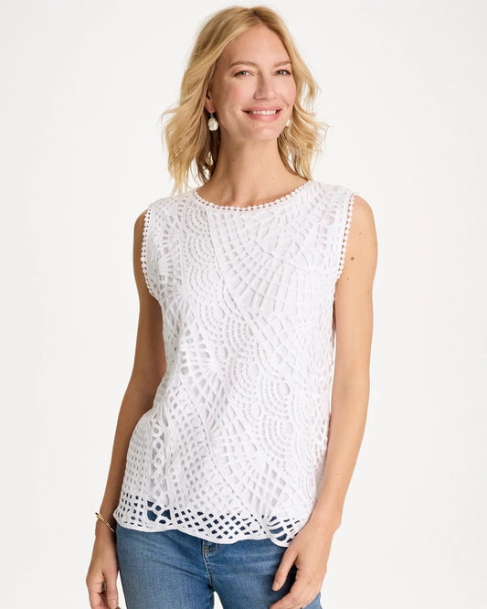 Cotton Crochet Sleeveless Tank - US 7236