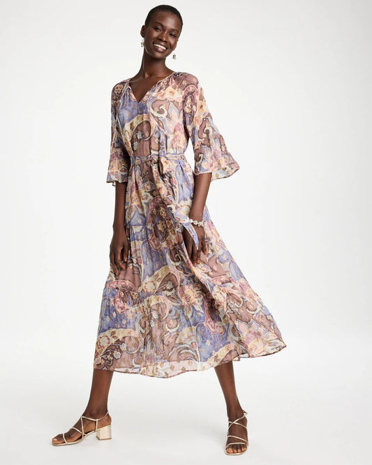 Foiled Woven Pleated Dress - US 3427