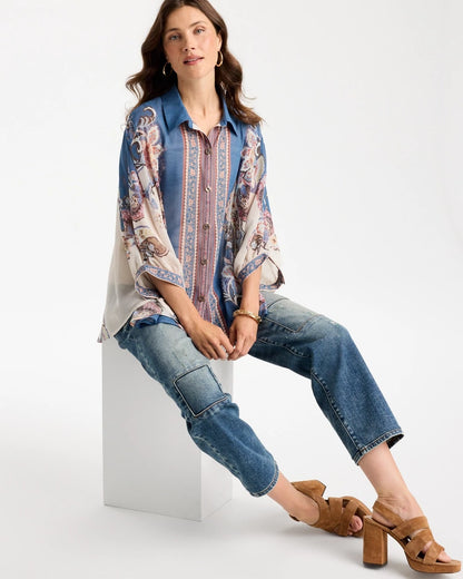 Collared Button Down Poncho - US 0604
