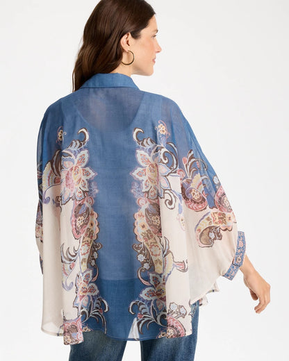 Collared Button Down Poncho - US 0604