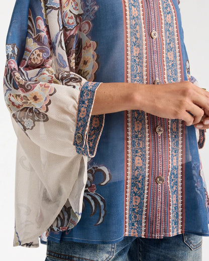 Collared Button Down Poncho - US 0604