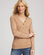 Ribbed Button Henley Sweater - US 2722