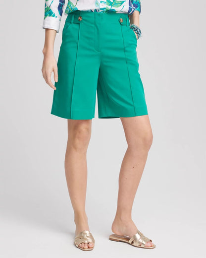 Sateen Tab-Front A-line Shorts - US 7070