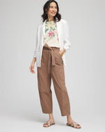 Poplin Pull-On Tapered-Leg Cropped Pants - US 5890