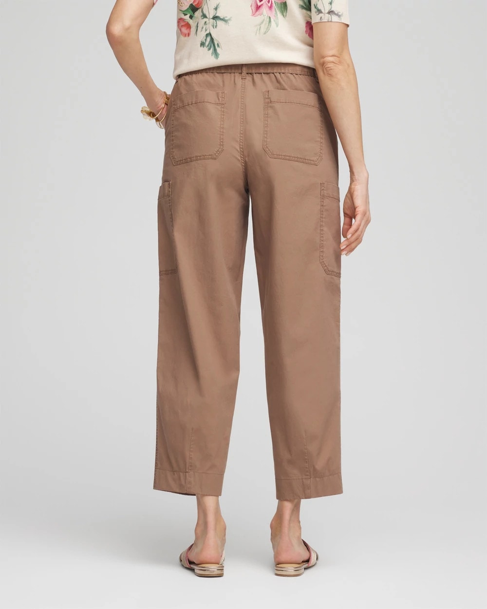 Poplin Pull-On Tapered-Leg Cropped Pants - US 5890