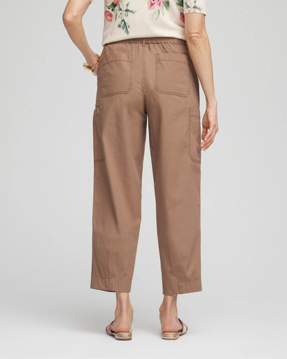 Poplin Pull-On Tapered-Leg Cropped Pants - US 5890