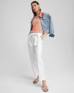 Poplin Pull-On Tapered-Leg Cropped Pants - US 3870