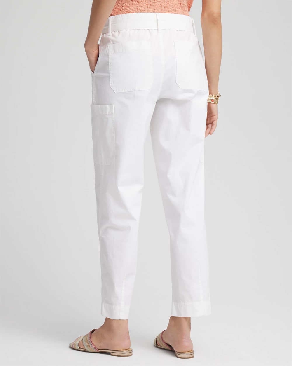 Poplin Pull-On Tapered-Leg Cropped Pants - US 3870