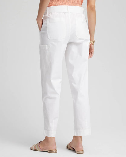 Poplin Pull-On Tapered-Leg Cropped Pants - US 3870