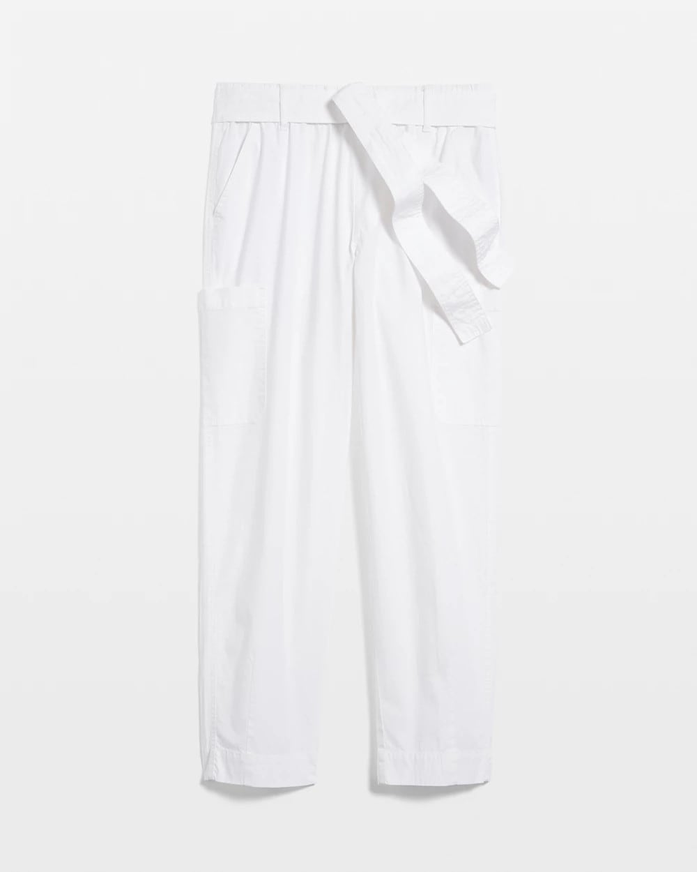 Poplin Pull-On Tapered-Leg Cropped Pants - US 3870