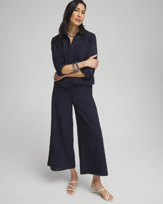 Geo Eyelet Soft Cropped Pants - US 4458