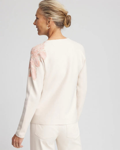 Jacquard Floral Pullover Sweater - US 8777