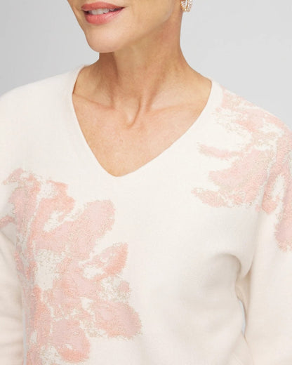 Jacquard Floral Pullover Sweater - US 8777