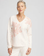 Jacquard Floral Pullover Sweater - US 8777