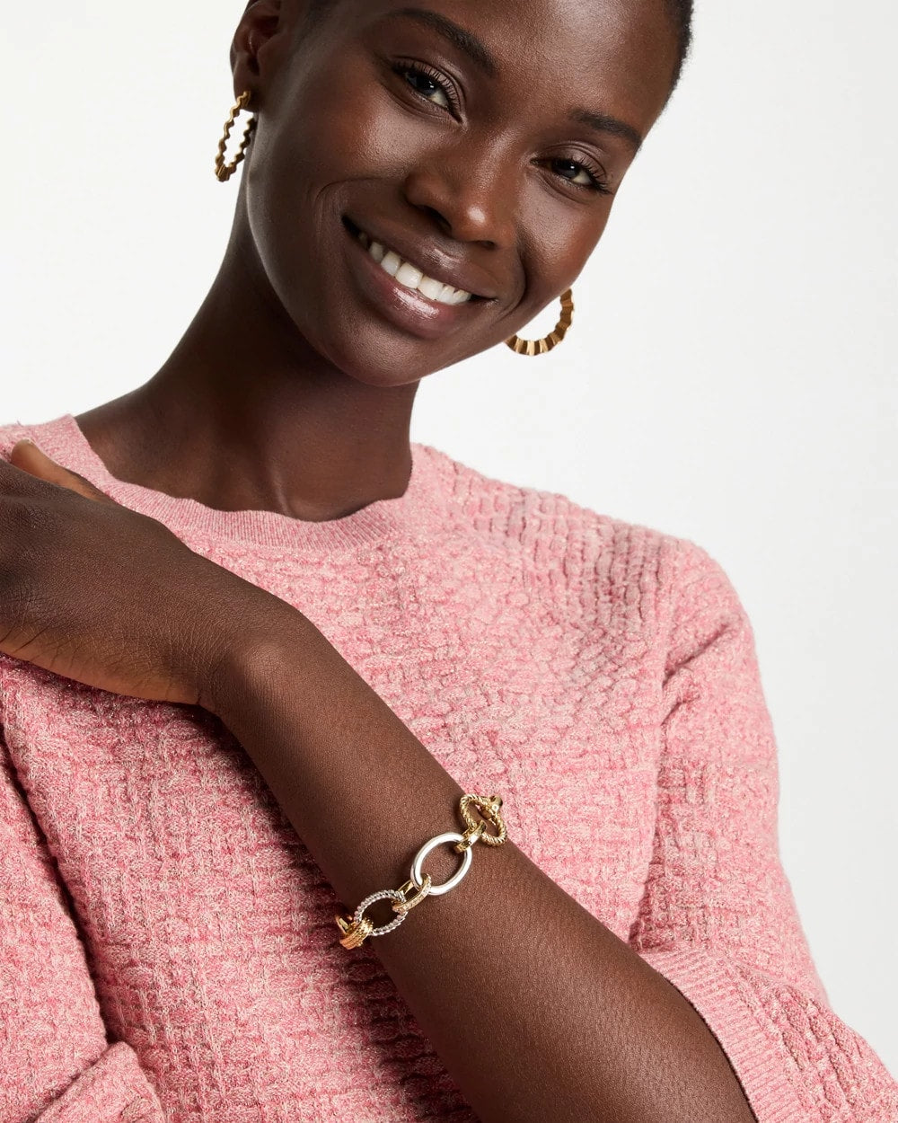 Mixed Metal Textured Toggle Bracelet - US 7022