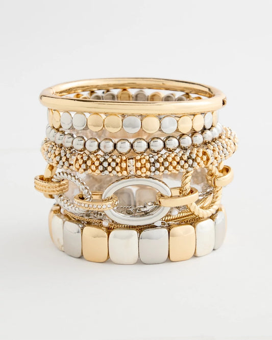 Mixed Metal Textured Toggle Bracelet - US 7022