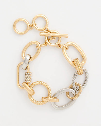Mixed Metal Textured Toggle Bracelet - US 7022