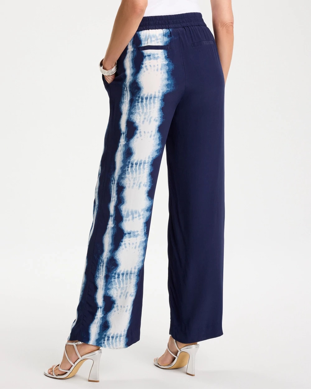 Faux Silk Tie-Dye Palazzo Pants - US 5979