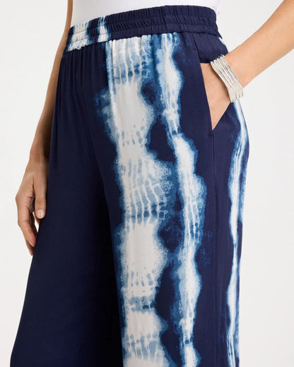 Faux Silk Tie-Dye Palazzo Pants - US 5979