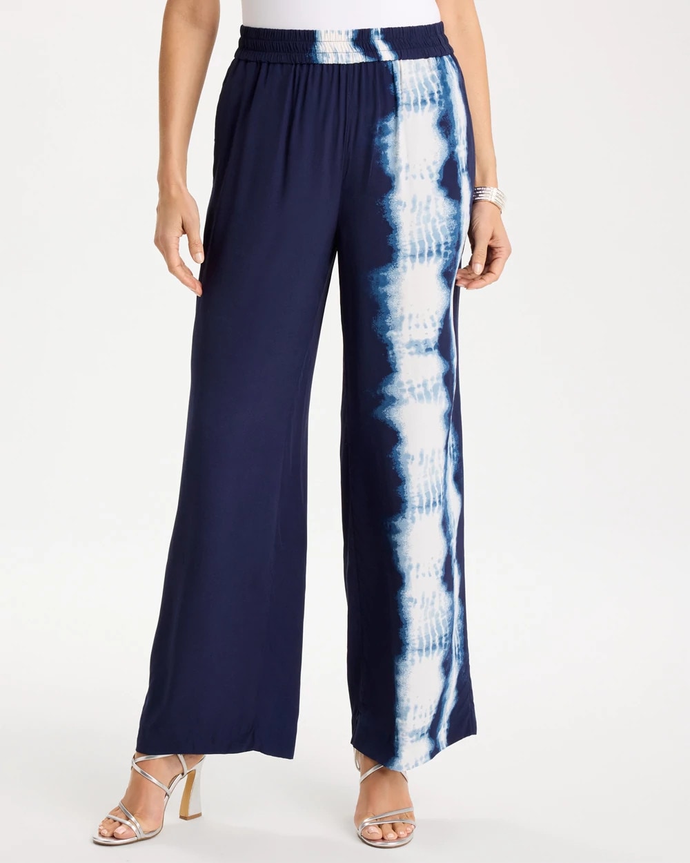 Faux Silk Tie-Dye Palazzo Pants - US 5979