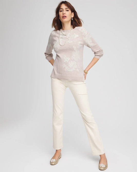 Embroidered Boatneck Sweater - US 8088
