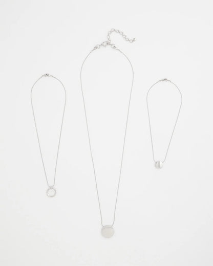 Silver Triple Pendant Necklace - US 7832