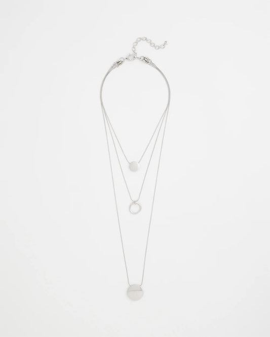 Silver Triple Pendant Necklace - US 7832