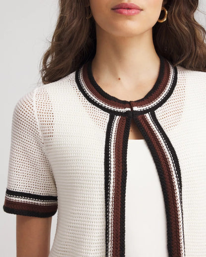 Pointelle High-Style Short-Sleeve Cardigan - US 9399