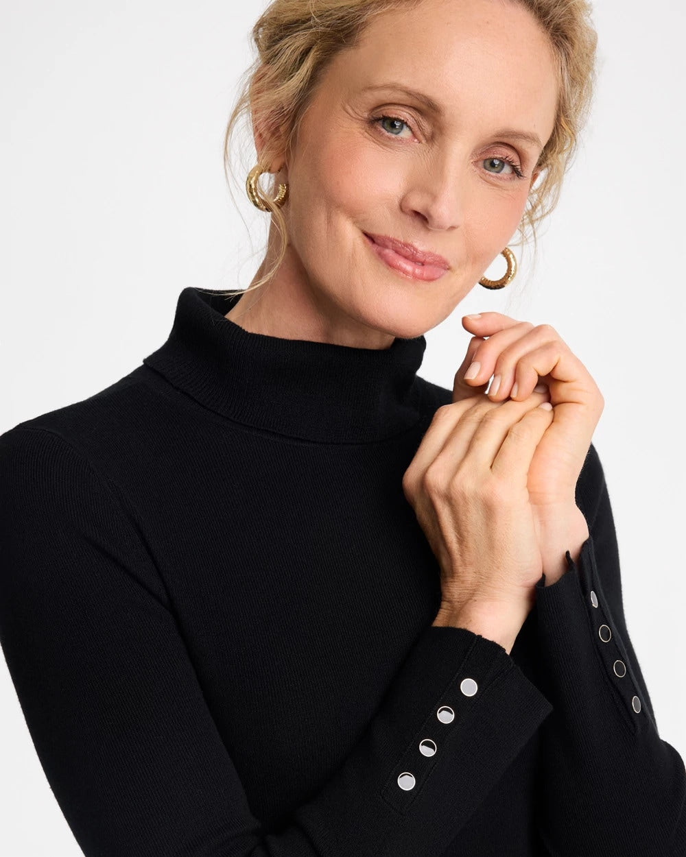 Ella Button Cuff Turtleneck Sweater - US 6984