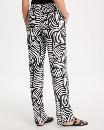 Geo Pull-On Wide-Leg Linen Pants - US 5424