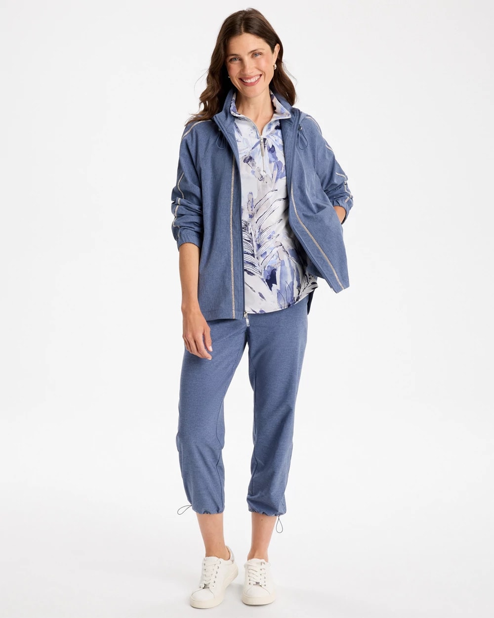Zenergy® UPF Zip-Front Caviar Trim Jacket - US 8243