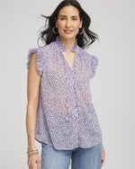 Cheetah Print Ruffle-Collar Blouse - US 4650