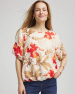 Floral Bubble-Hem Blouse - US 6351