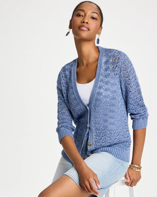 Crochet Knit Pointelle Cardigan - US 2335