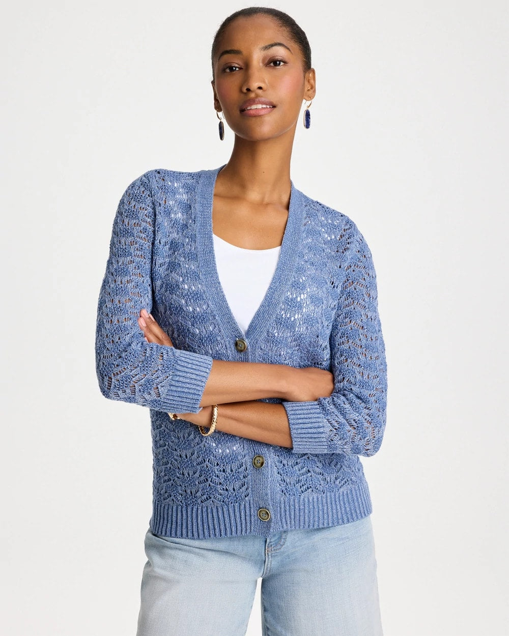 Crochet Knit Pointelle Cardigan - US 2335