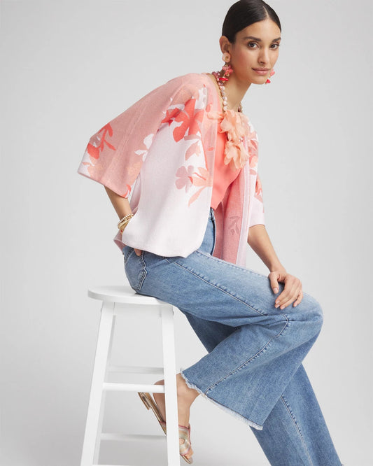 Jacquard Kimono-Style Cardigan - US 0798