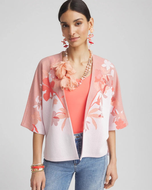 Jacquard Kimono-Style Cardigan - US 0798