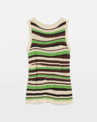 Contemporary Striped Sweater Tank - US 2117