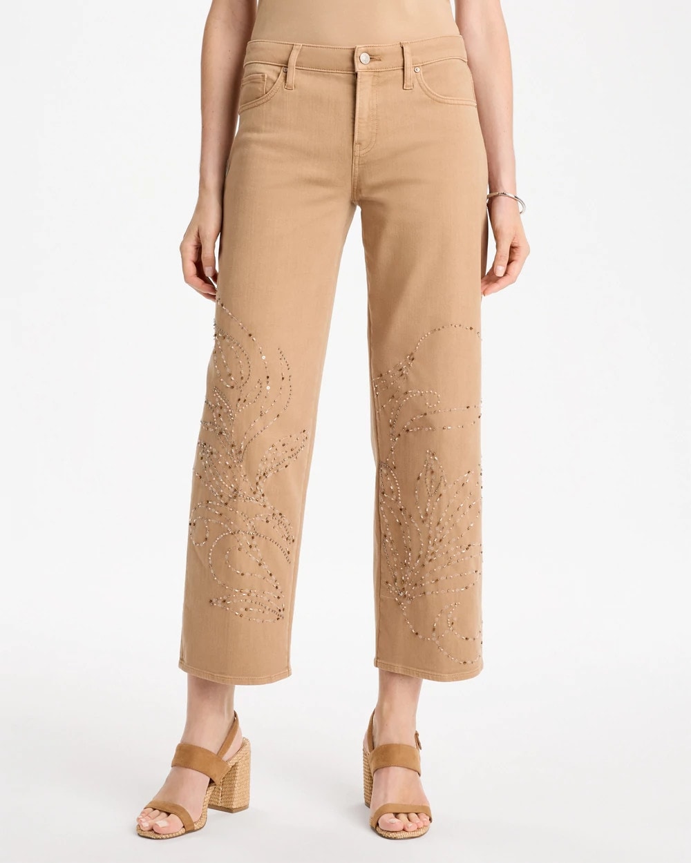 Girlfriend Studded Wide-Leg Crop Jeans - US 9161