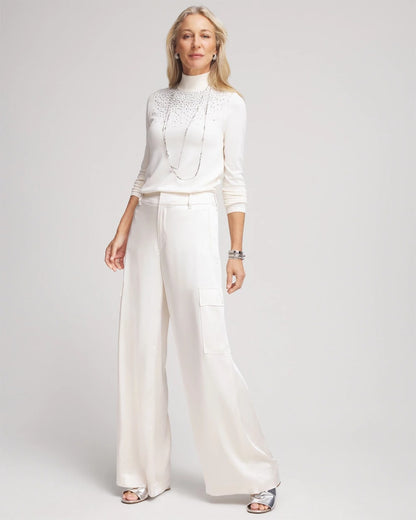 Satin Wide Leg Cargo Pants - US 3536