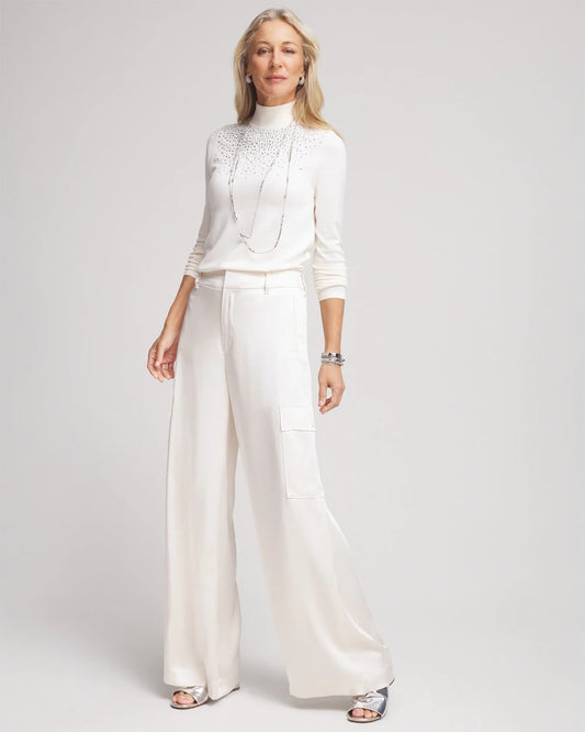 Satin Wide Leg Cargo Pants - US 3536