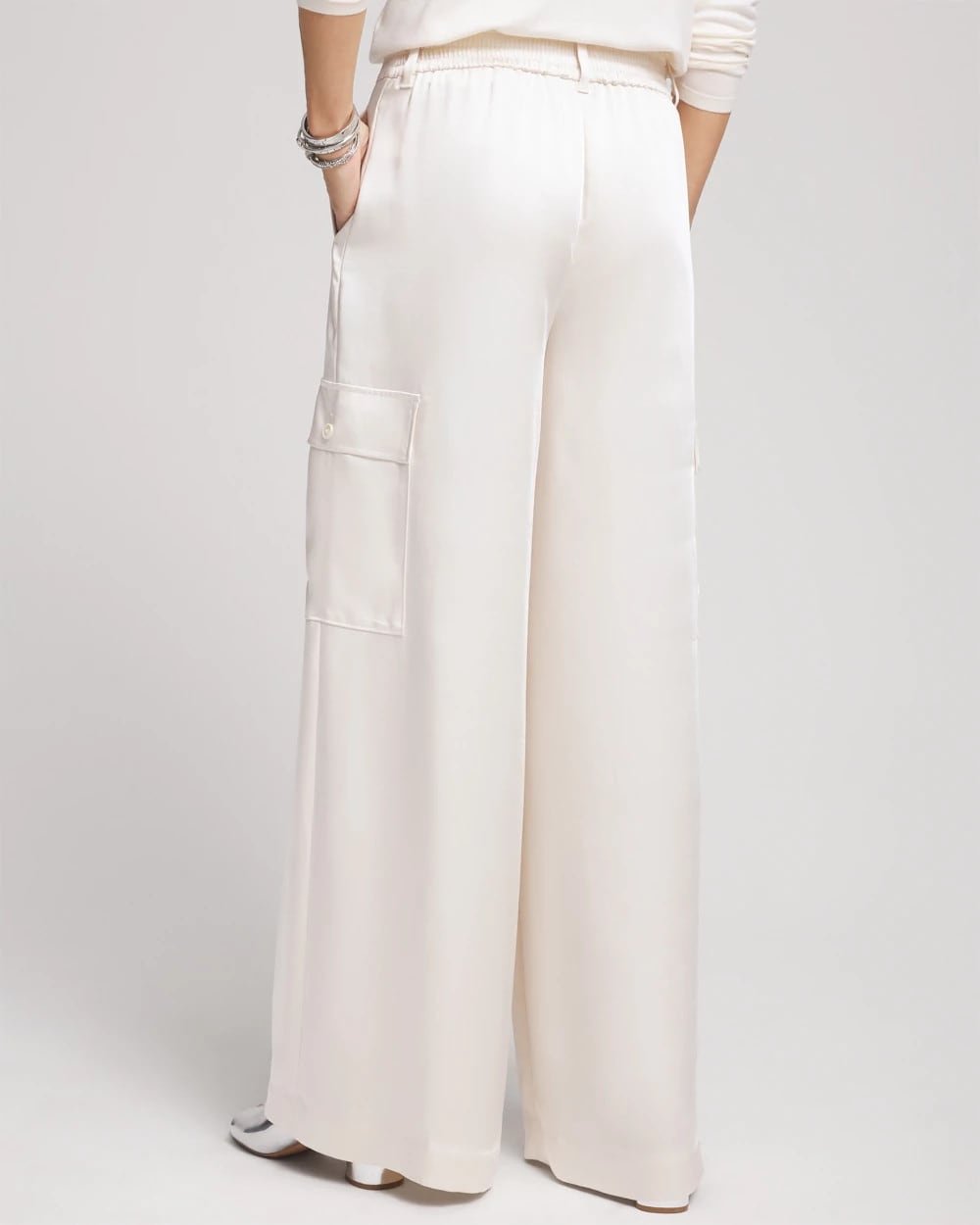 Satin Wide Leg Cargo Pants - US 3536