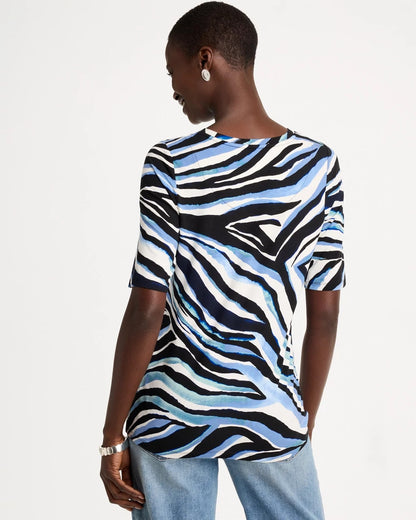 Touch of Cool™ Zebra Animal Print Elbow Sleeve Tee - US 5518